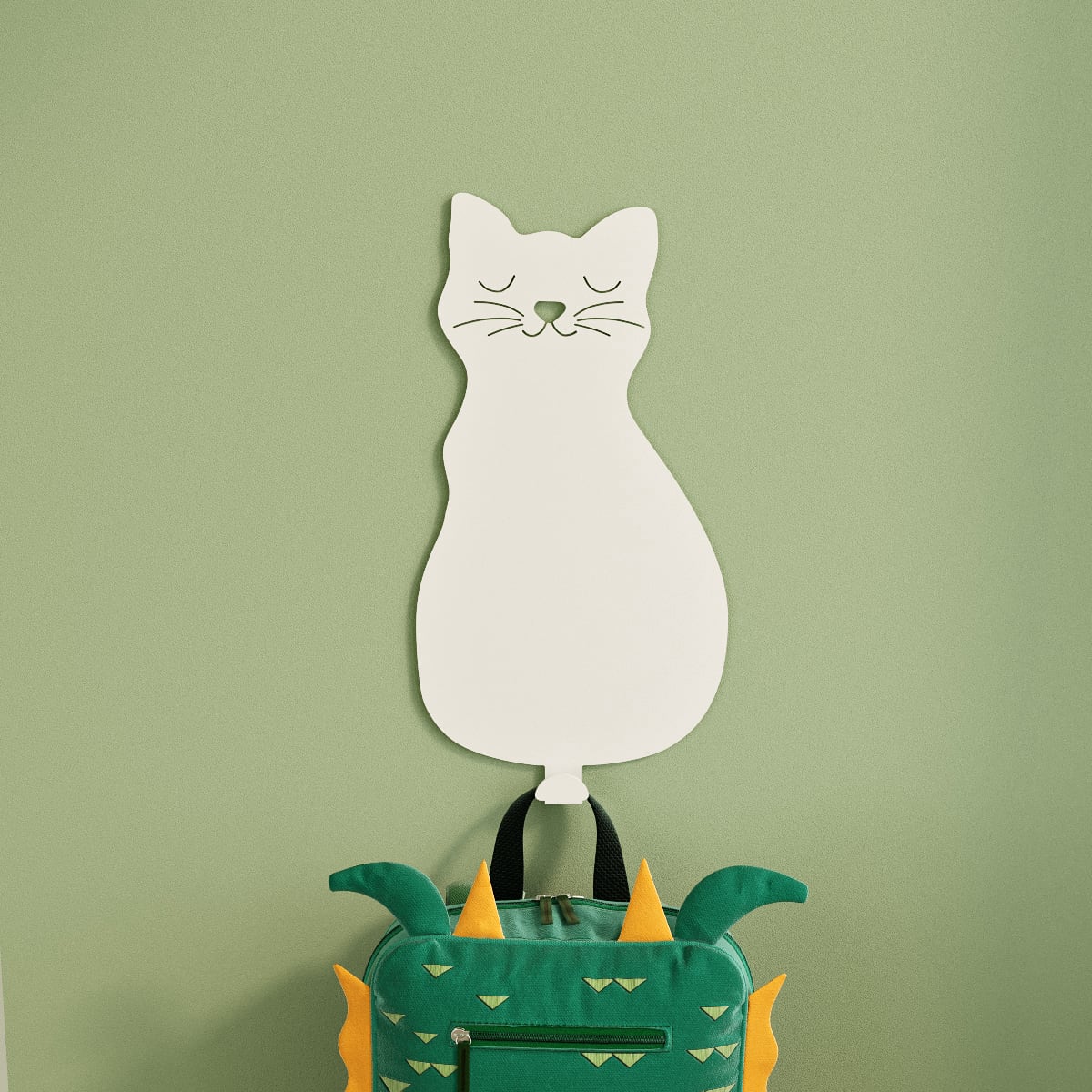 Whiskers the Curious Cat Kids Wall Hook