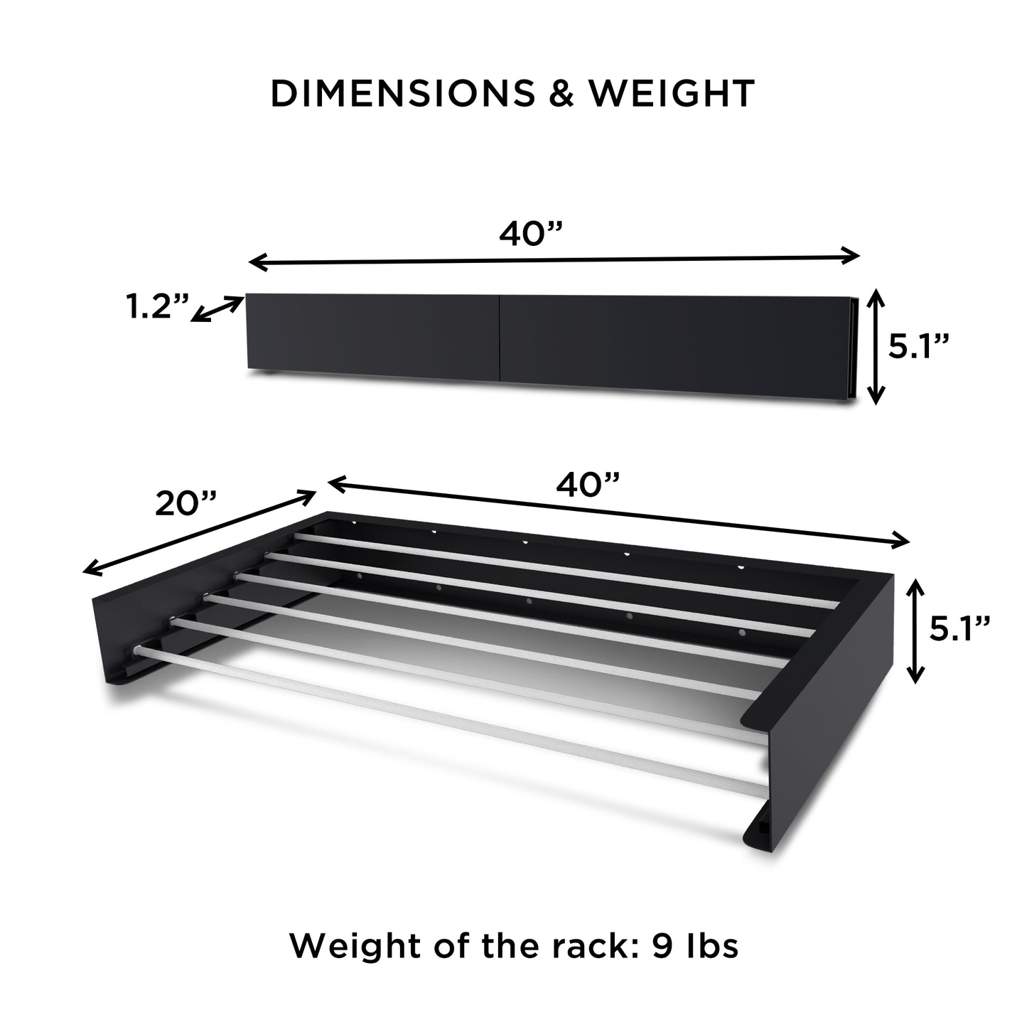 40" Retractable Wall-Mounted Laundry Drying Rack