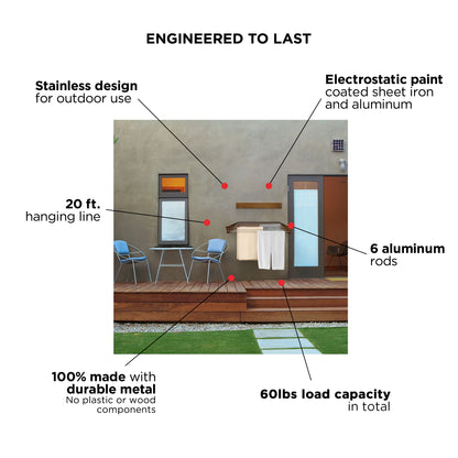 40" Retractable Wall-Mounted Laundry Drying Rack - Wood Look