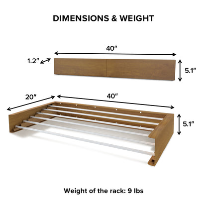 40" Retractable Wall-Mounted Laundry Drying Rack - Wood Look